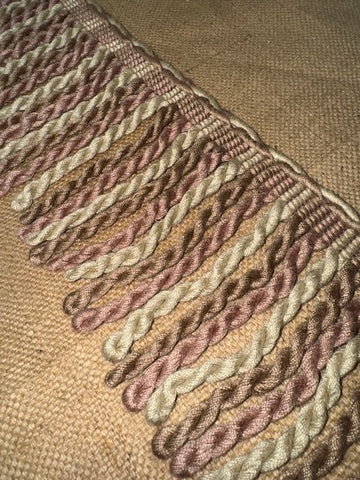 Upholstery Spectrum Heavy Bullion Fringe - Braided top Rope - Dusty Pink/Brown & Beige Mix