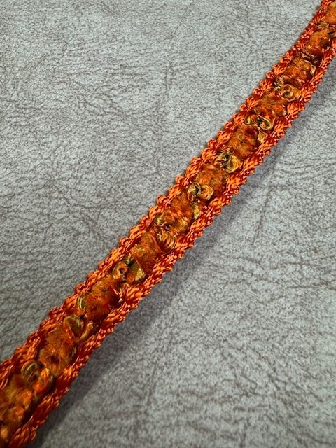 Upholstery Luxury Tufted Boucle Braid Trim - Orange Burst