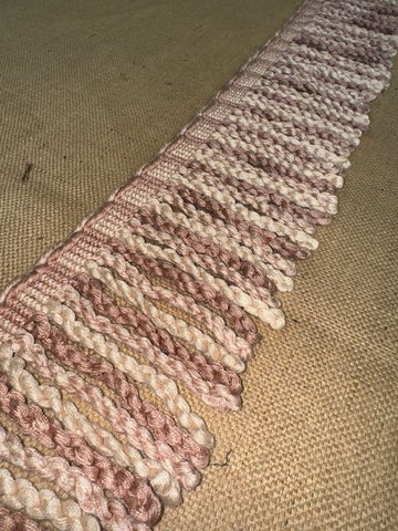 Upholstery Spectrum Heavy Bullion Fringe - Braided top Rope - Rose, Taupe & Cream Mix