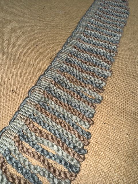 Upholstery Spectrum Heavy Bullion Fringe - Braided top Rope - Smoky Blue & Brown Mix