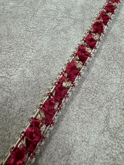 Upholstery Luxury Tufted Boucle Braid Trim - Rich Burgundy