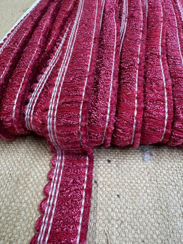 Upholstery Brush Fringe/ Ruche Trim - Cherry Pink