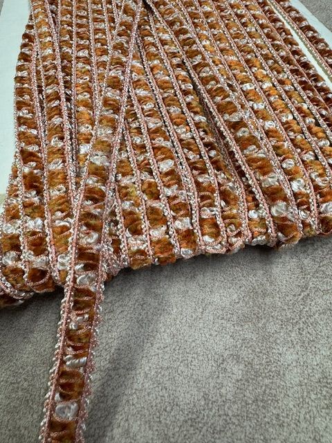 Upholstery Luxury Tufted Boucle Braid Trim - Sunset Orange