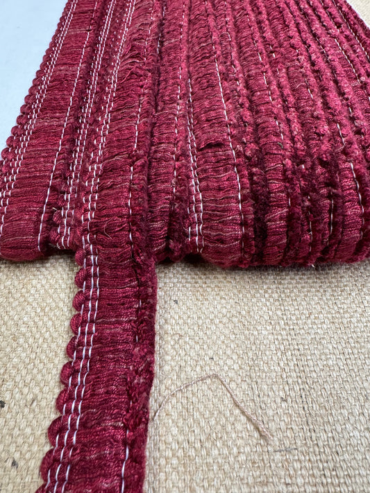 Upholstery Brush Fringe/ Ruche Trim - Maroon Red
